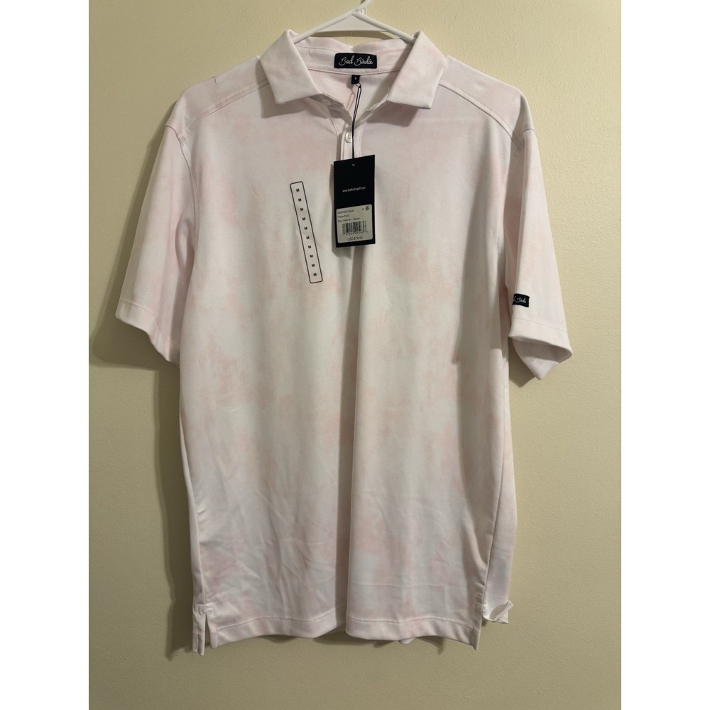 Bad Birdie Mens M Pique‎ Polo Shirt Day Dreamin' Blush Golf